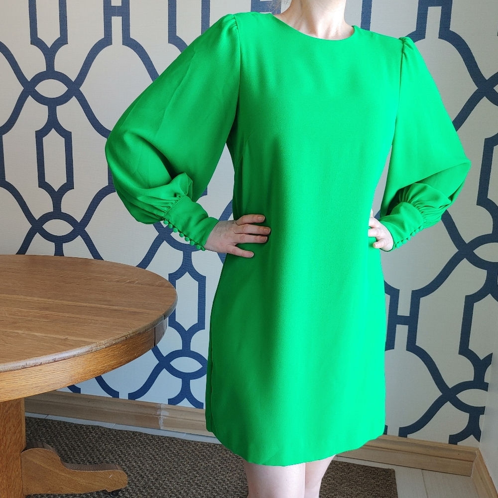 H&M Green 1960's Style Dramatic Sleeved Mini Dress